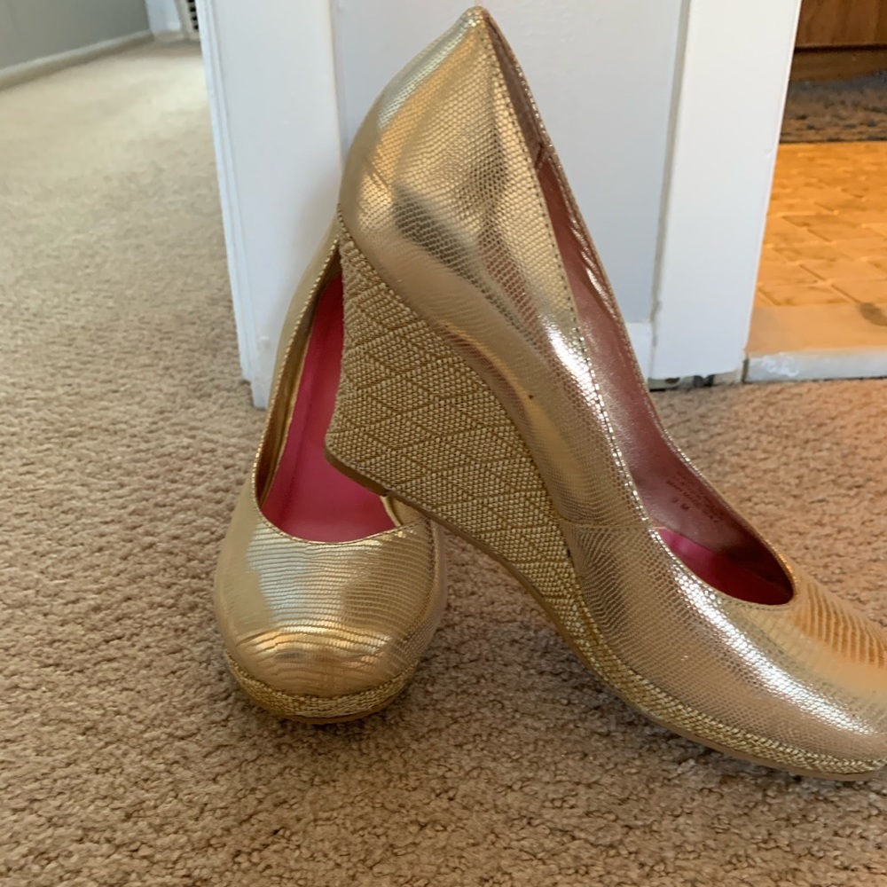Lily Pulitzer Gold Wedges